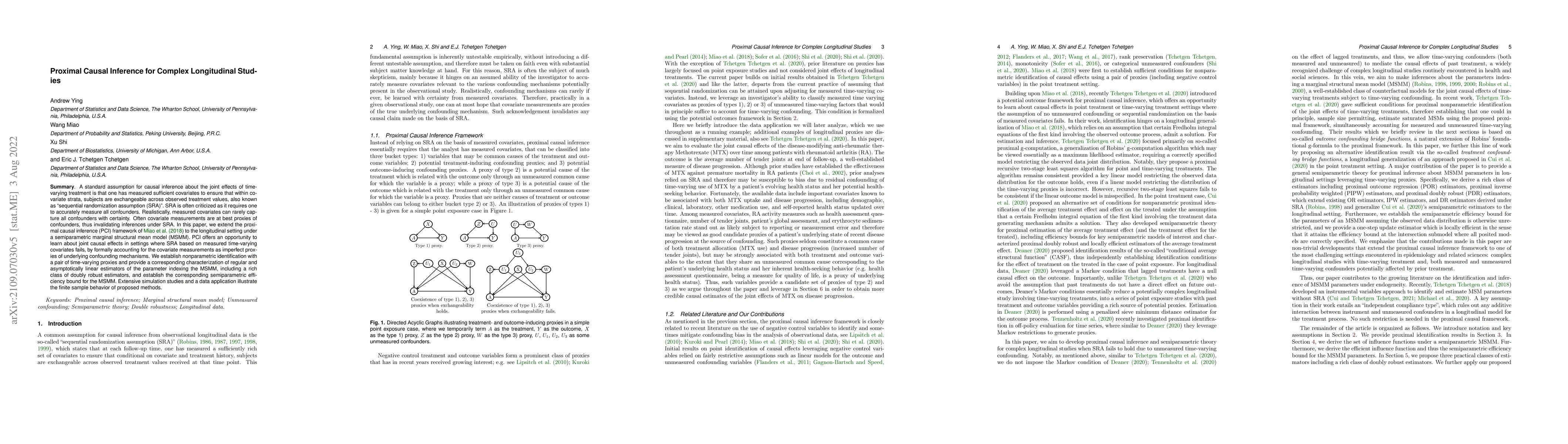 Thumbnail for Proximal Causal Inference for Complex Longitudinal Studies