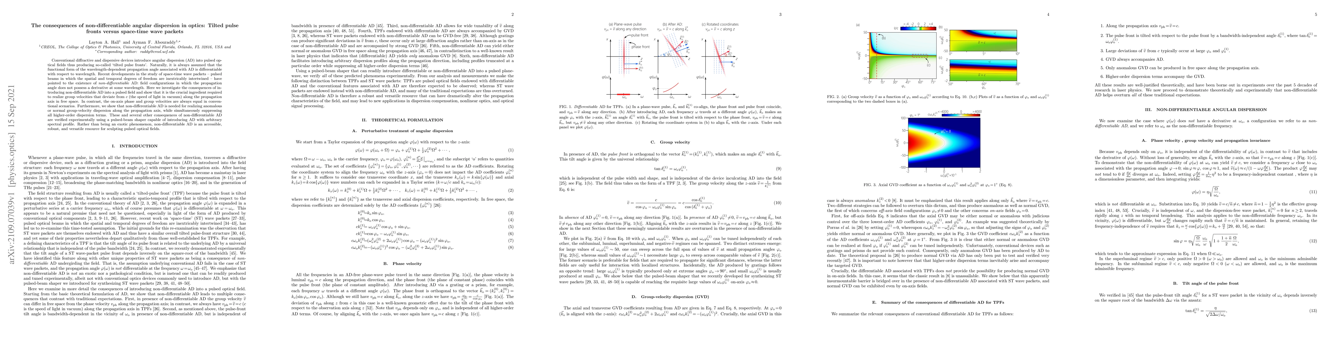 Thumbnail for The consequences of non-differentiable angular dispersion in optics:
  Tilted pulse fronts versus space-time wave packets