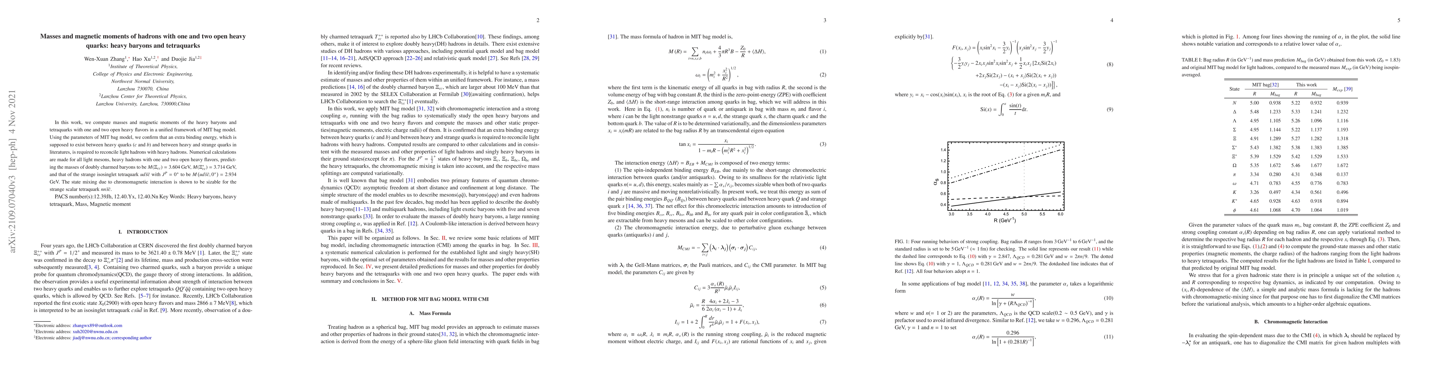 Thumbnail for Masses and magnetic moments of hadrons with one and two open heavy
  quarks: heavy baryons and tetraquarks