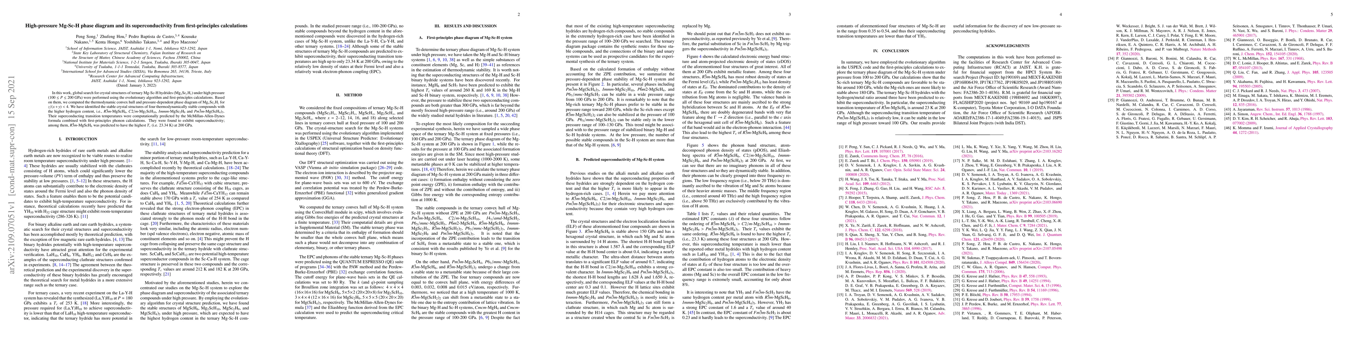 Thumbnail for High-pressure Mg-Sc-H phase diagram and its superconductivity from
  first-principles calculations