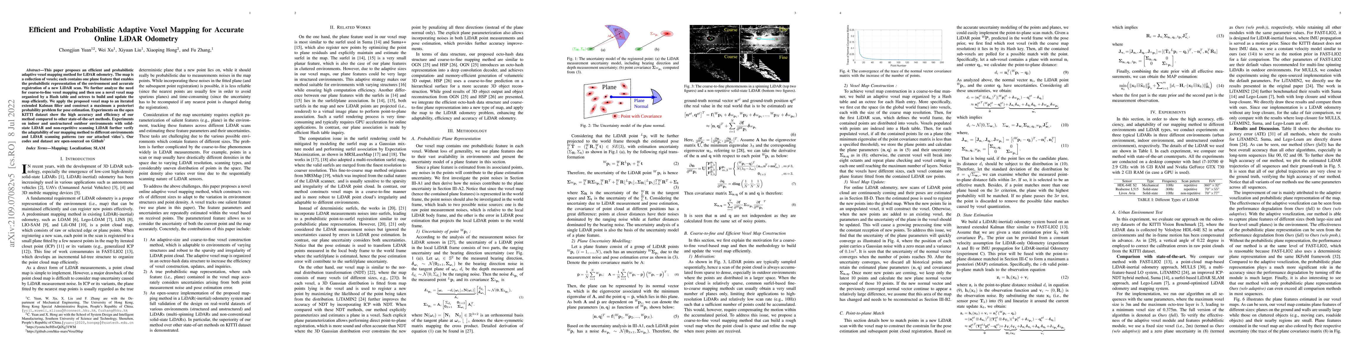 Thumbnail for Efficient and Probabilistic Adaptive Voxel Mapping for Accurate Online
  LiDAR Odometry