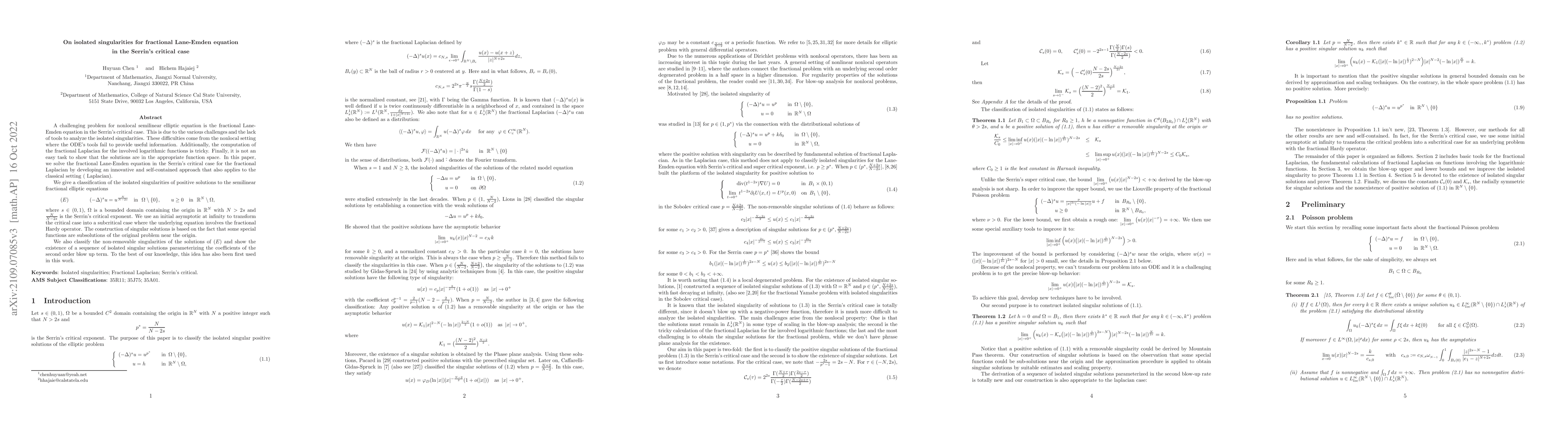 Thumbnail for On isolated singularities for fractional Lane-Emden equation in the
  Serrin's critical case