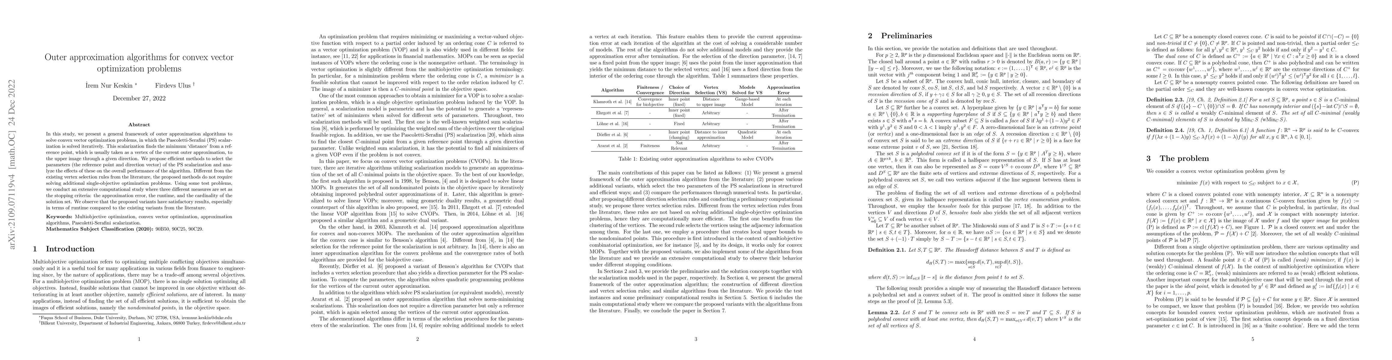 Thumbnail for Outer approximation algorithms for convex vector optimization problems