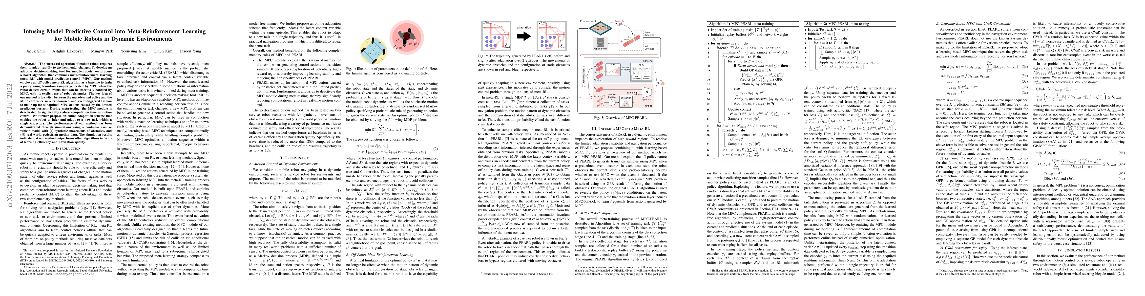 Thumbnail for Infusing model predictive control into meta-reinforcement learning for
  mobile robots in dynamic environments