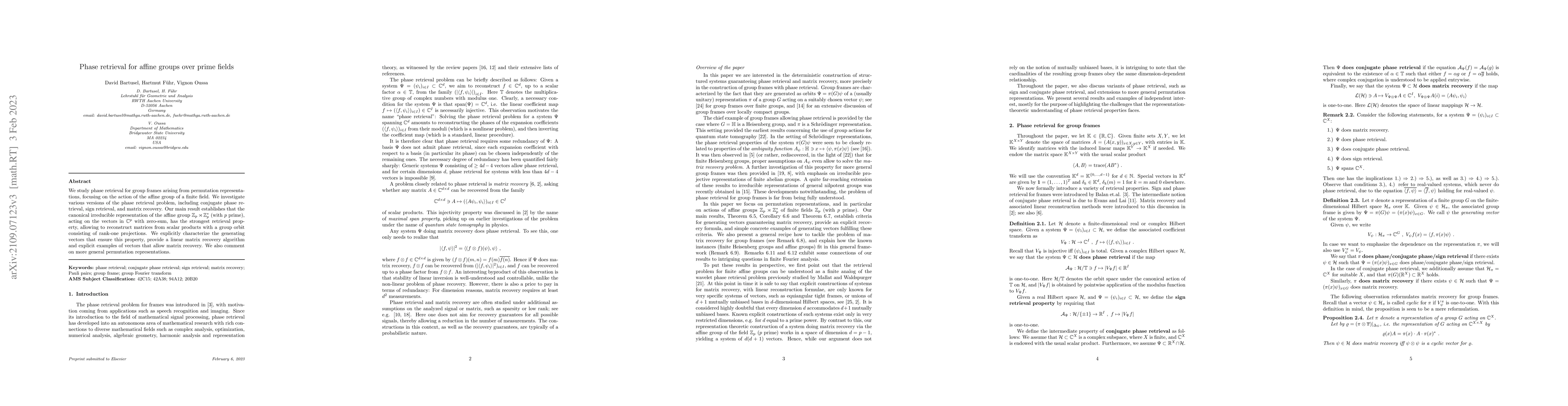 Thumbnail for Phase retrieval for affine groups over prime fields