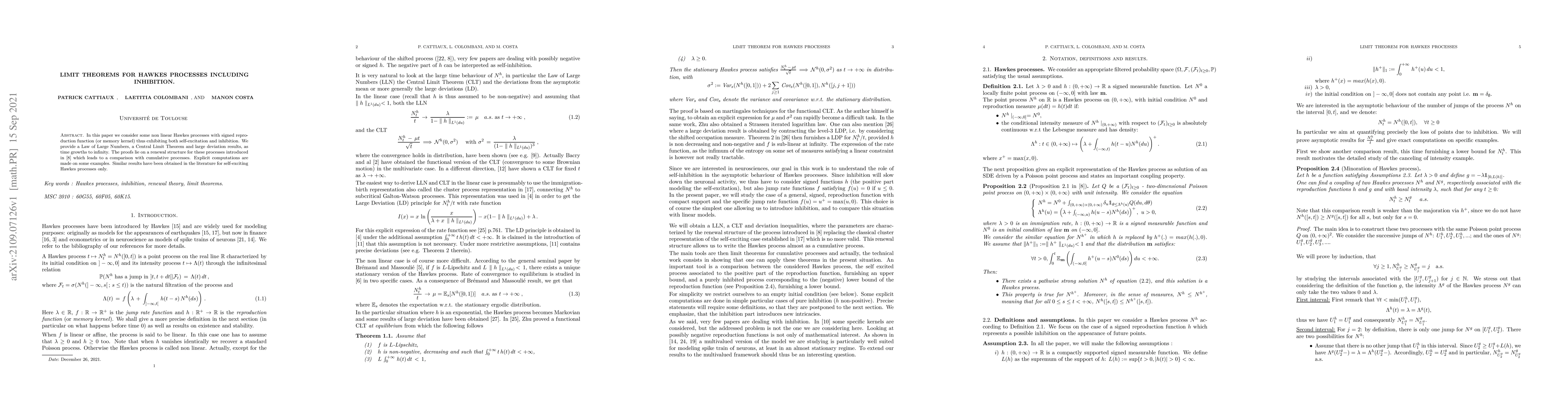 Thumbnail for Limit theorems for Hawkes processes including inhibition