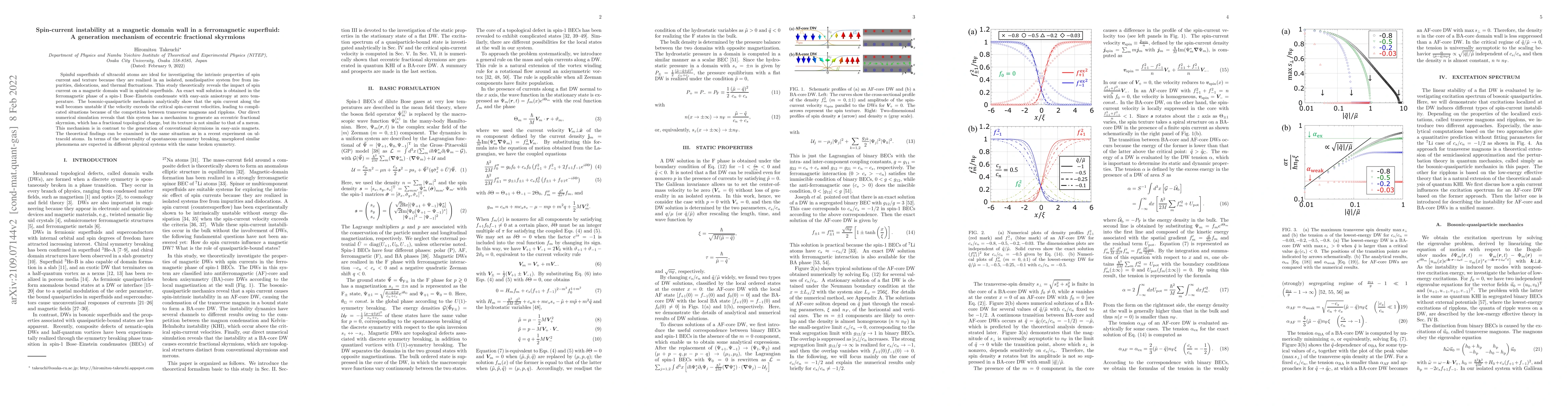 Thumbnail for Spin-Current Instability at a Magnetic Domain Wall in a Ferromagnetic
  Superfluid: a Generation Mechanism of Eccentric Fractional Skyrmions