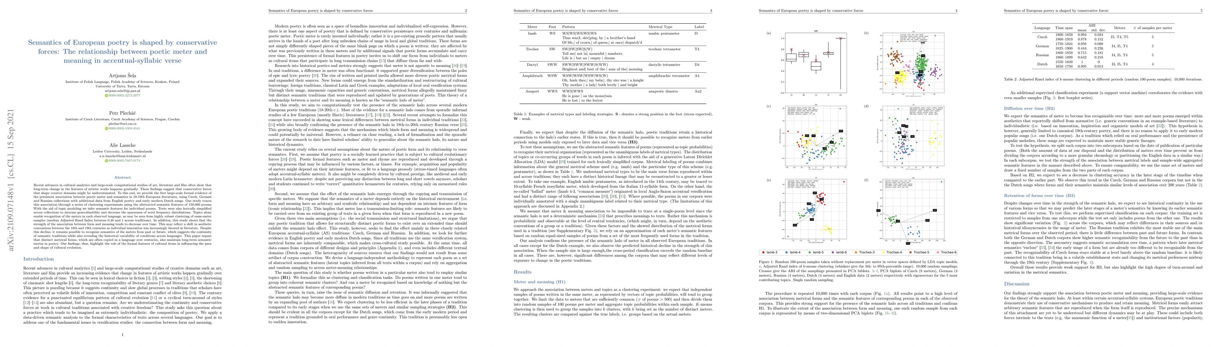 Thumbnail for Semantics of European poetry is shaped by conservative forces: The
  relationship between poetic meter and meaning in accentual-syllabic verse