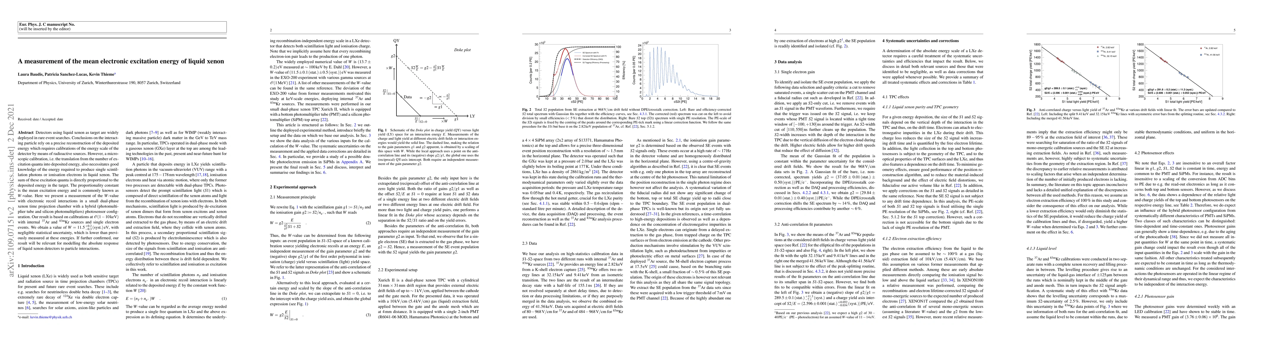 Thumbnail for A measurement of the mean electronic excitation energy of liquid xenon