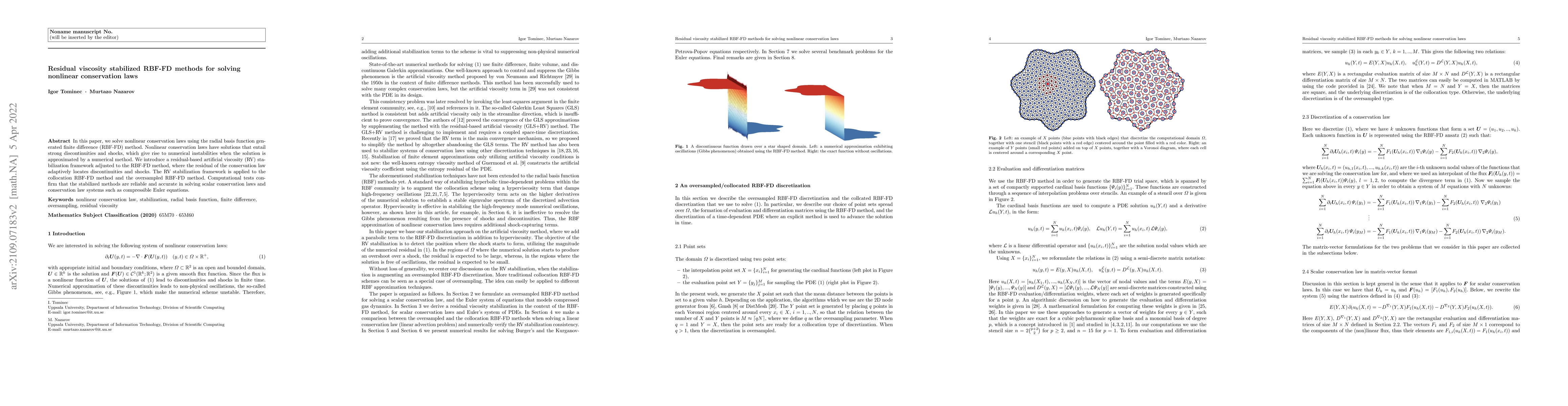 Thumbnail for Residual viscosity stabilized RBF-FD methods for solving nonlinear
  conservation laws