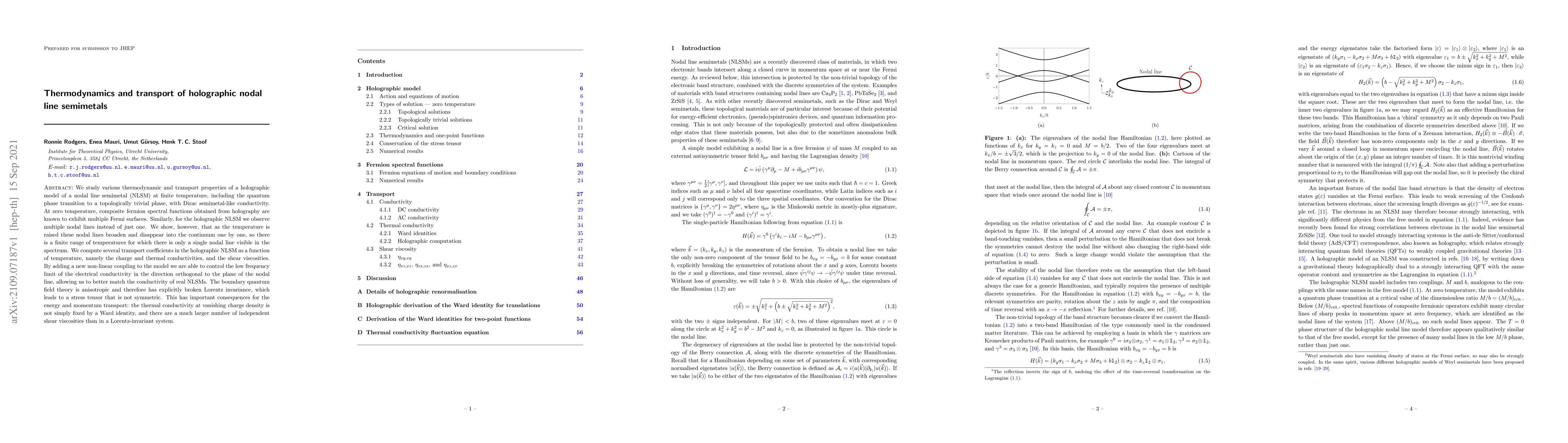 Thumbnail for Thermodynamics and transport of holographic nodal line semimetals