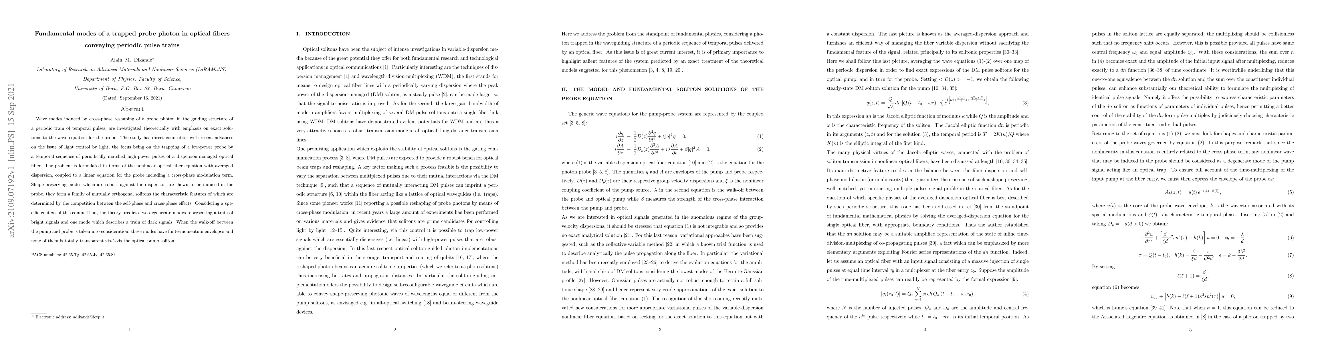 Thumbnail for Fundamental modes of a trapped probe photon in optical fibers conveying
  periodic pulse trains