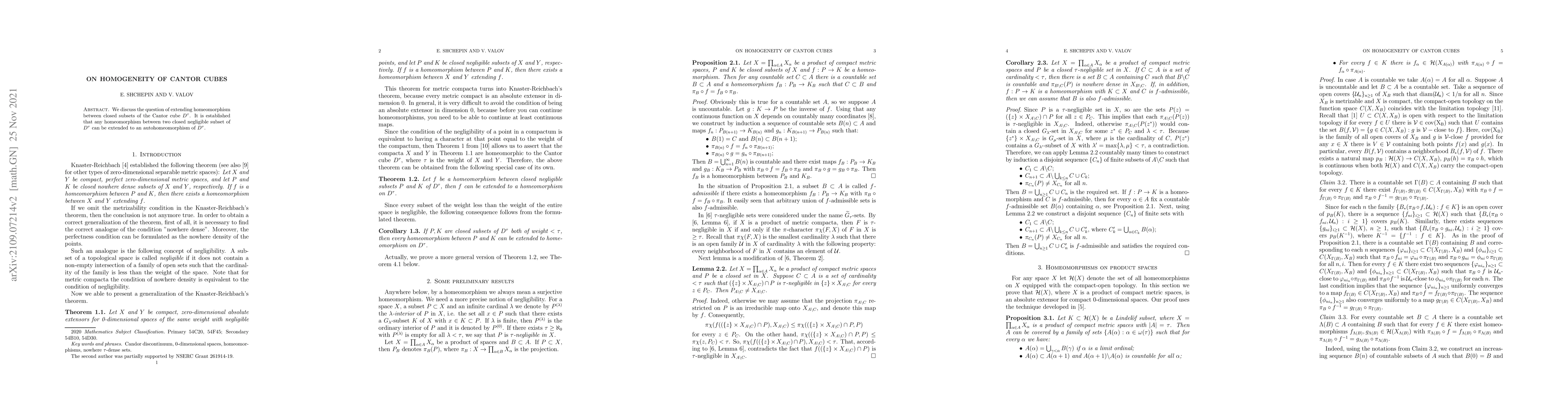 Thumbnail for On homogeneity of Cantor cubes