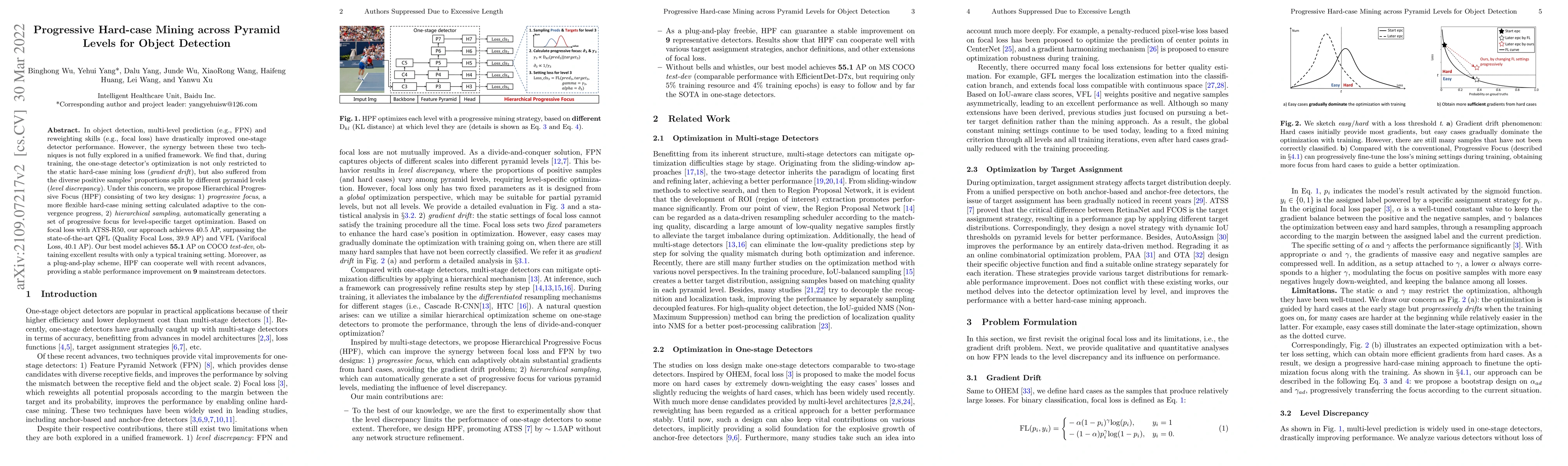 Thumbnail for Progressive Hard-case Mining across Pyramid Levels for Object Detection