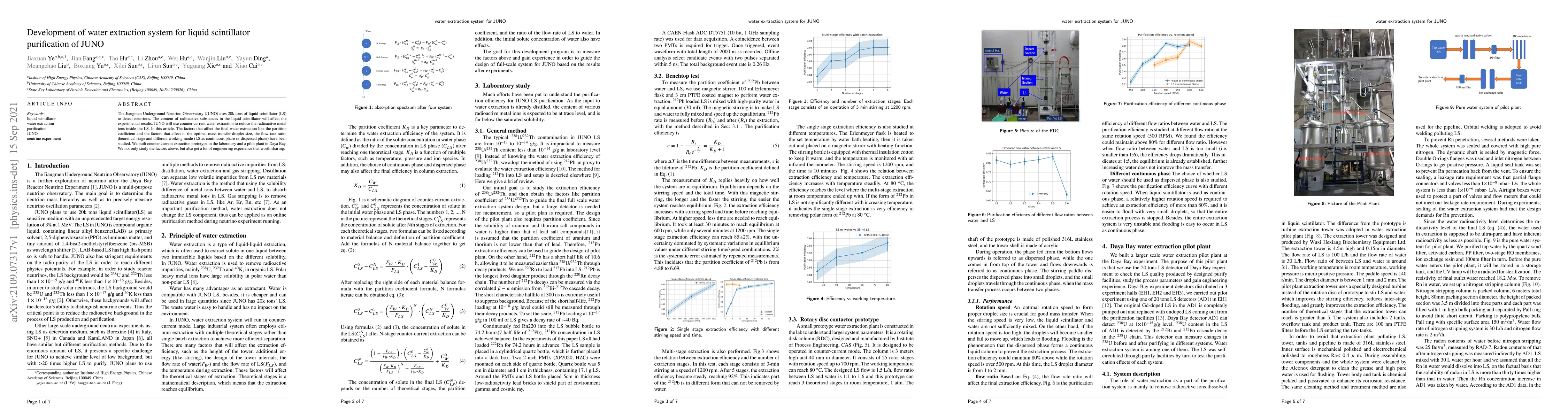Thumbnail for Development of water extraction system for liquid
  scintillatorpurification of JUNO