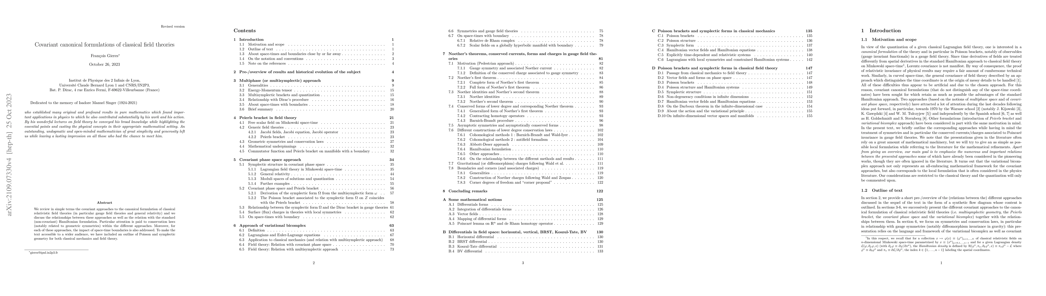 Thumbnail for Covariant canonical formulations of classical field theories