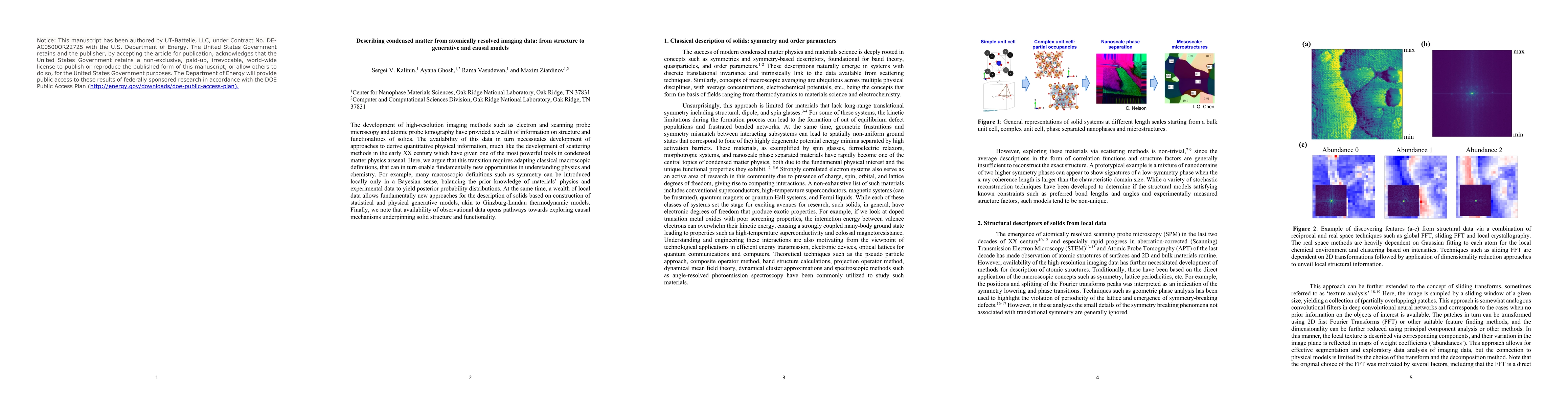 Thumbnail for Describing condensed matter from atomically resolved imaging data: from
  structure to generative and causal models