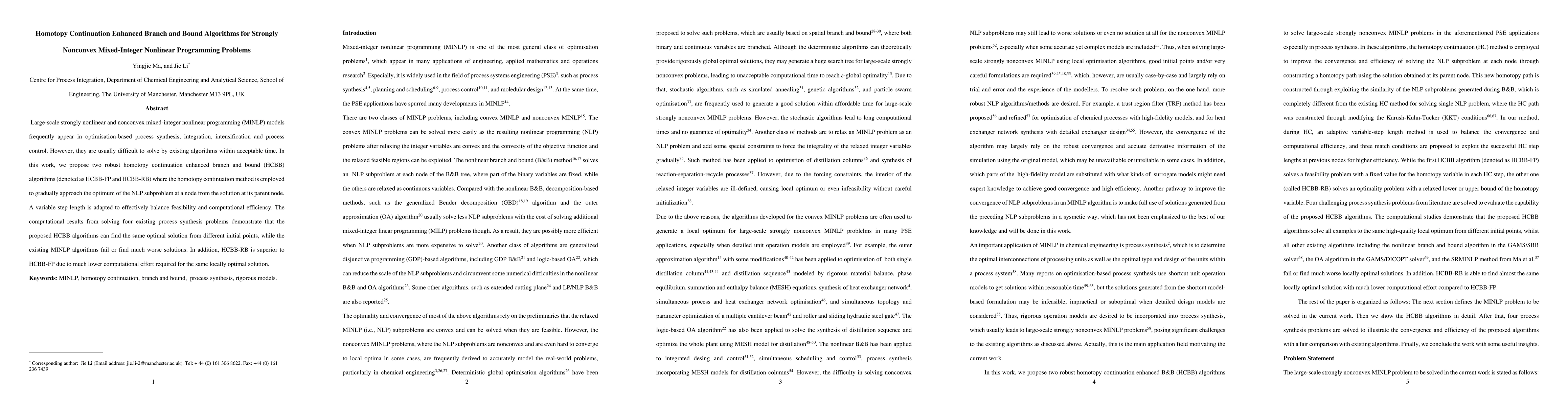 Thumbnail for Homotopy Continuation Enhanced Branch and Bound Algorithms for Strongly
  Nonconvex Mixed-Integer Nonlinear Programming Problems