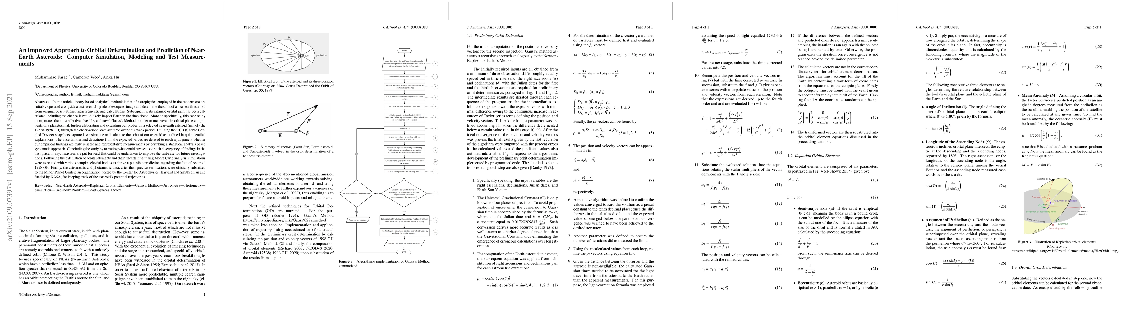 Thumbnail for An Improved Approach to Orbital Determination and Prediction of
  Near-Earth Asteroids: Computer Simulation, Modeling and Test Measurements