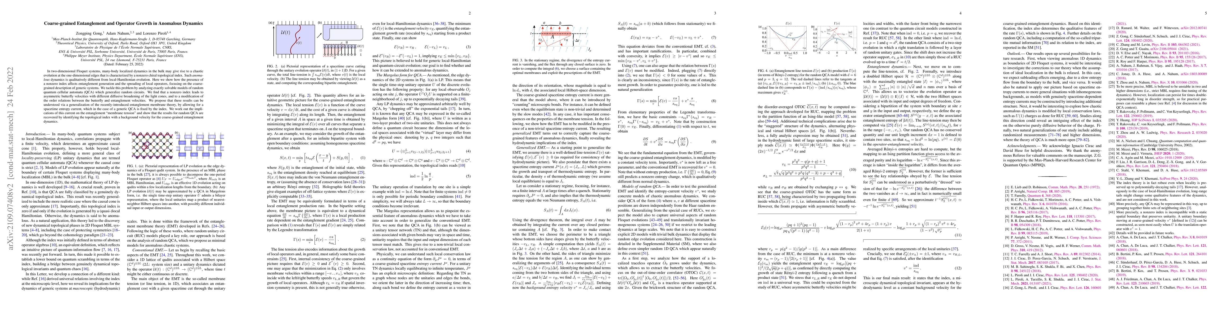 Thumbnail for Coarse-grained Entanglement and Operator Growth in Anomalous Dynamics