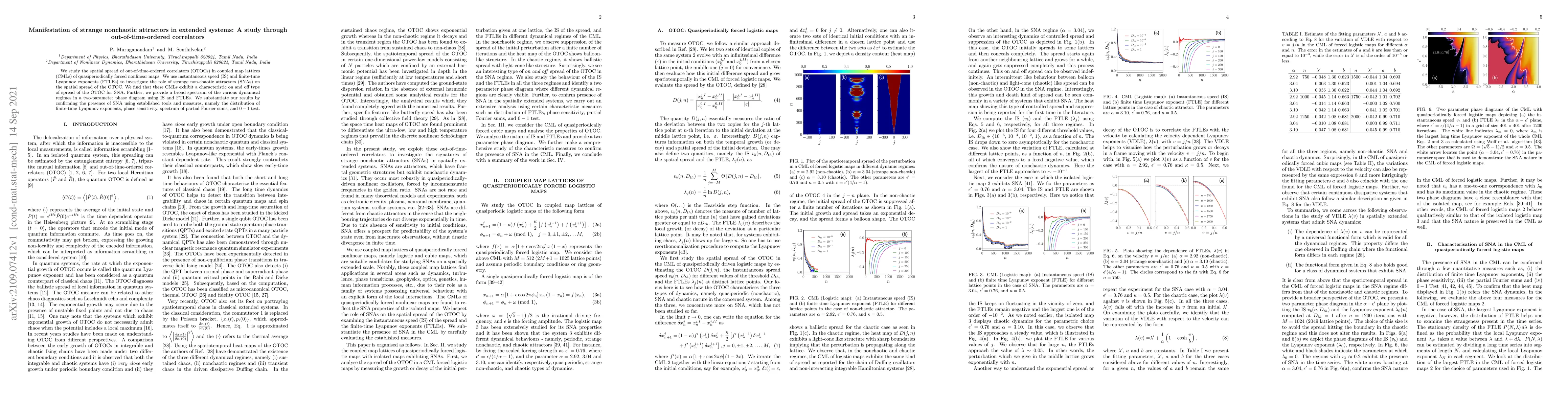 Thumbnail for Manifestation of strange nonchaotic attractors in extended systems: A
  study through out-of-time-ordered correlators