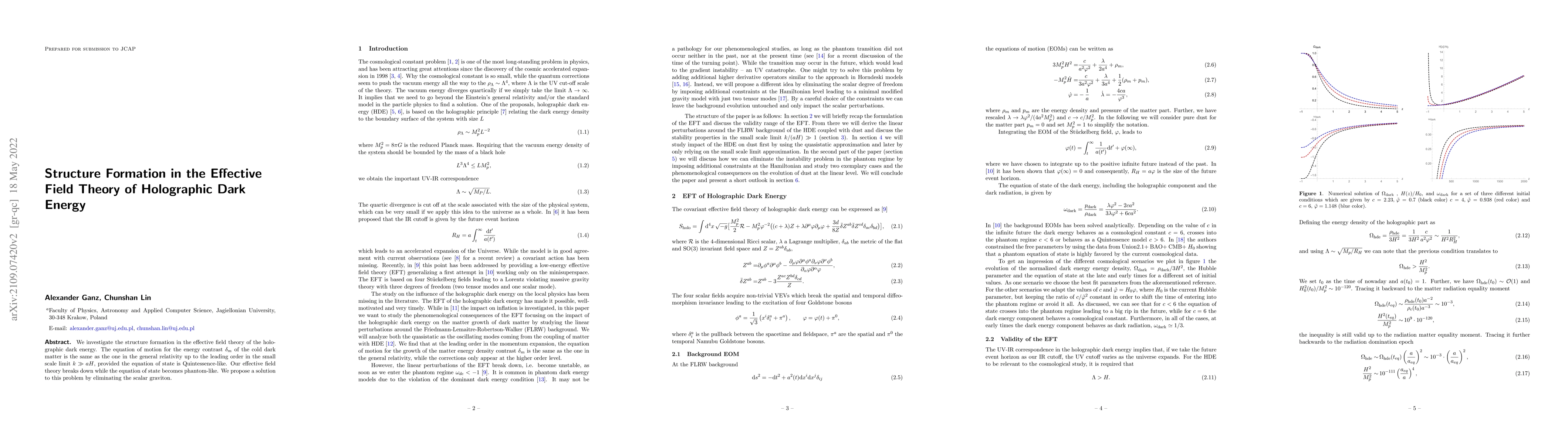 Thumbnail for Structure Formation in the Effective Field Theory of Holographic Dark
  Energy
