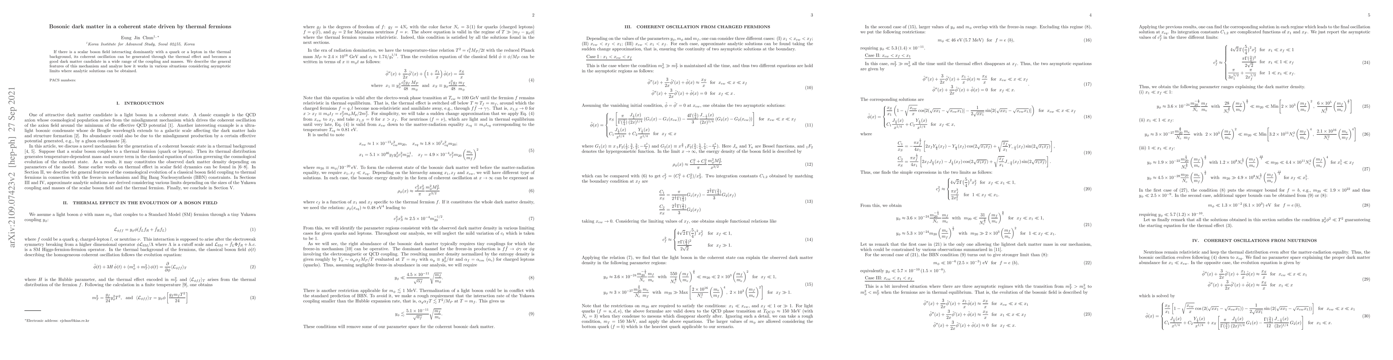 Thumbnail for Bosonic dark matter in a coherent state driven by thermal fermions