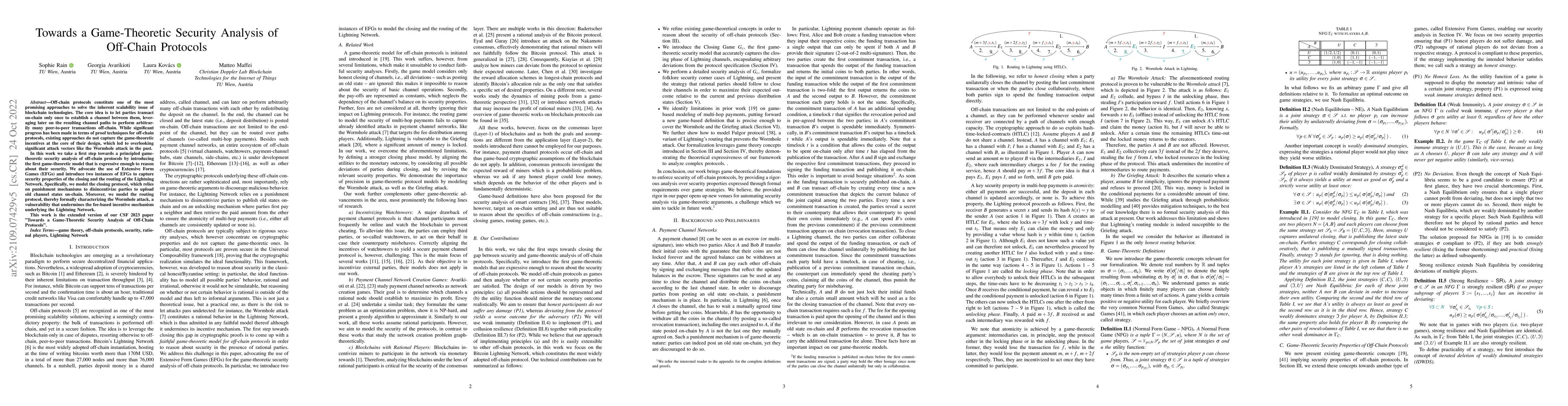 Thumbnail for Towards a Game-Theoretic Security Analysis of Off-Chain Protocols