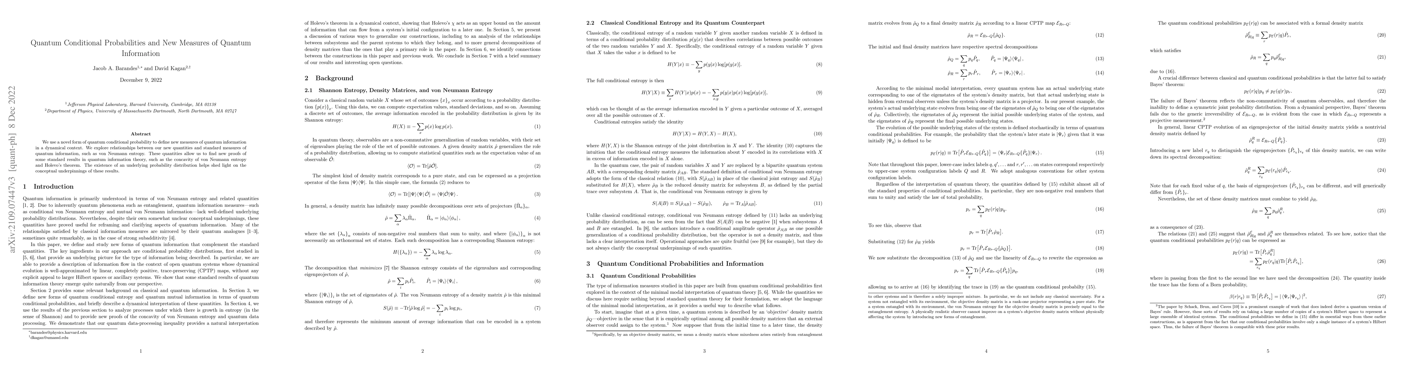 Thumbnail for Quantum Conditional Probabilities and New Measures of Quantum
  Information