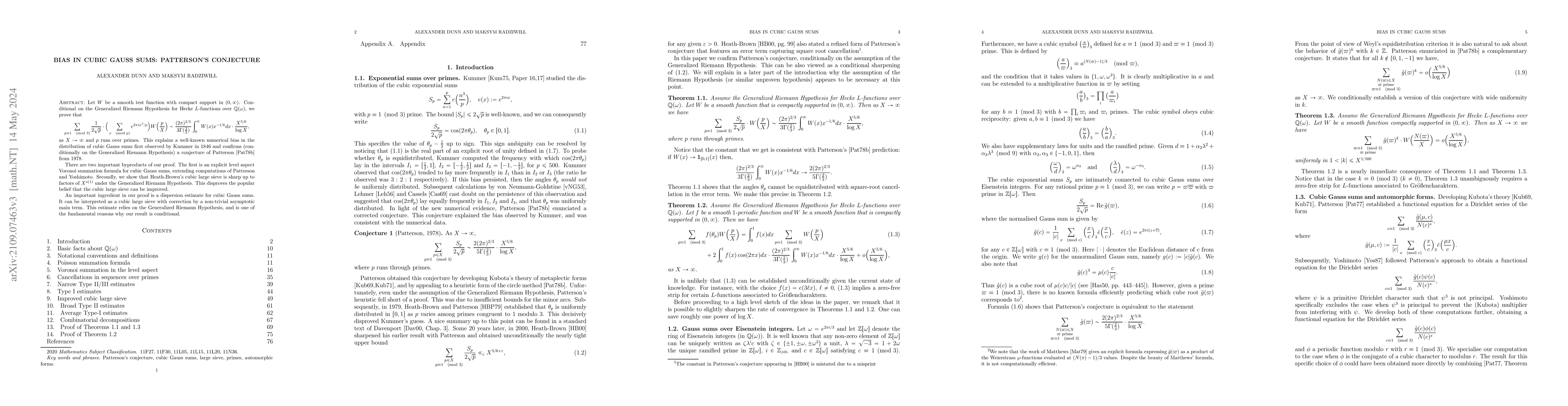 Thumbnail for Bias in cubic Gauss sums: Patterson's conjecture