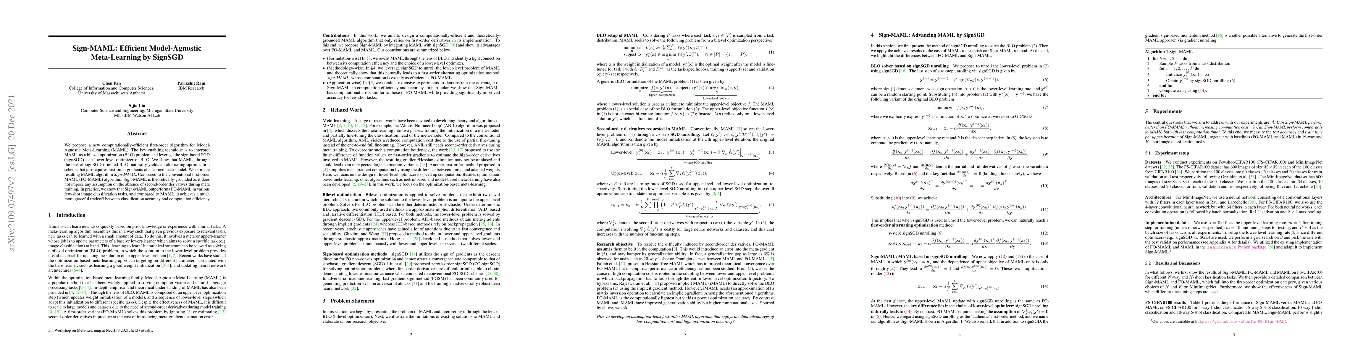 Thumbnail for Sign-MAML: Efficient Model-Agnostic Meta-Learning by SignSGD