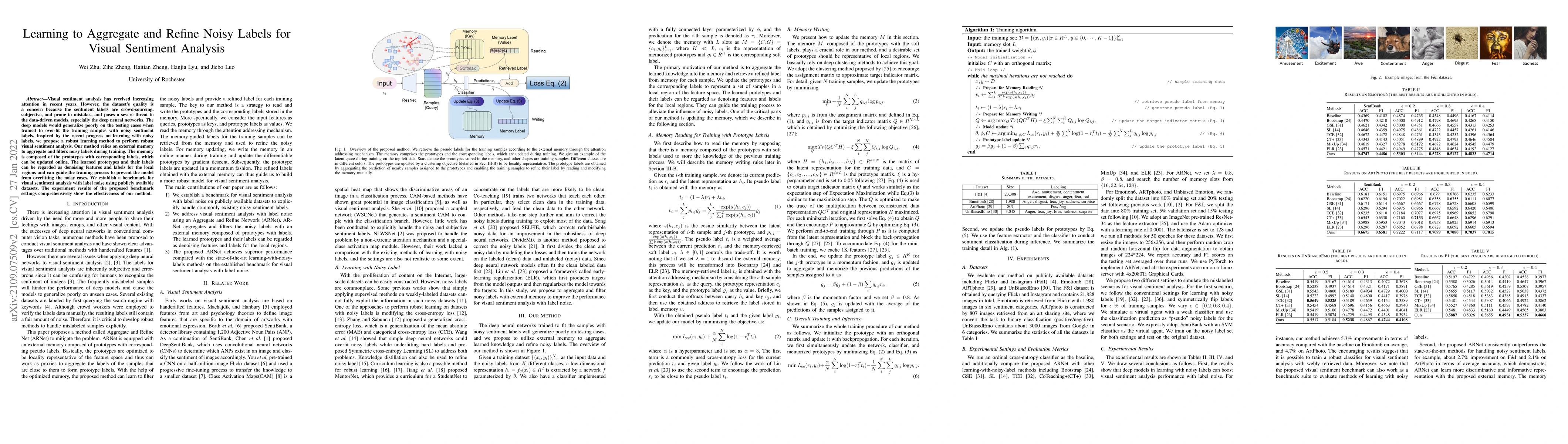 Thumbnail for Learning to Aggregate and Refine Noisy Labels for Visual Sentiment
  Analysis