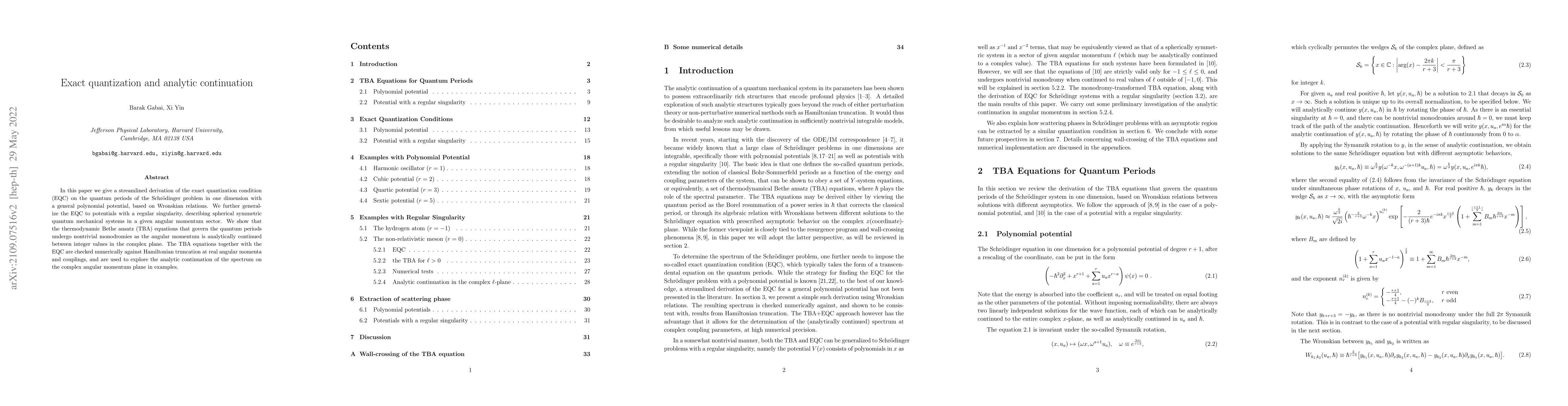 Thumbnail for Exact quantization and analytic continuation