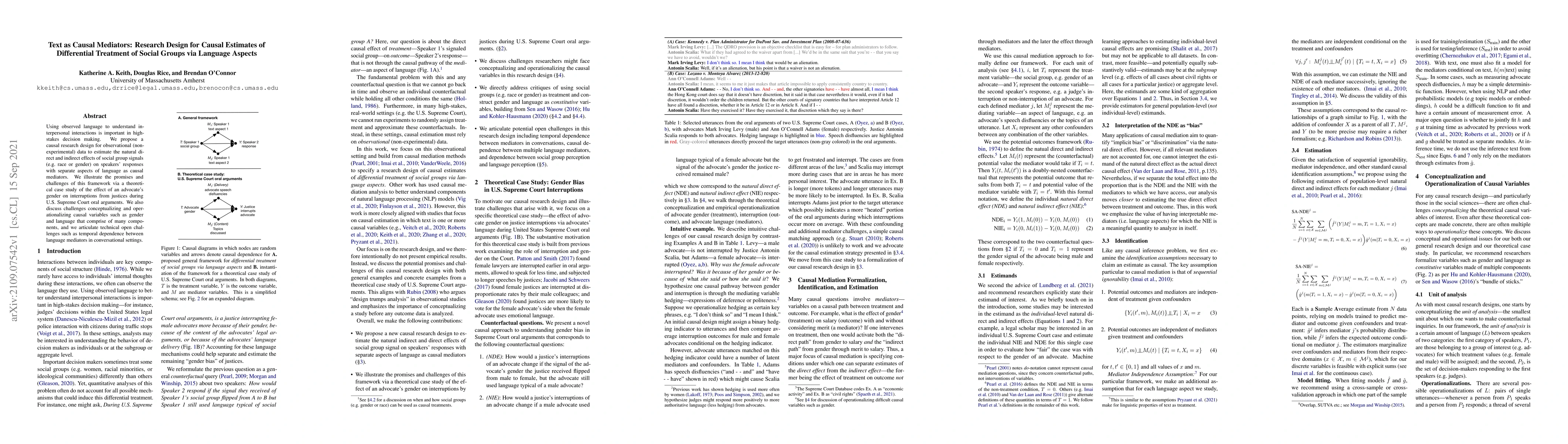 Thumbnail for Text as Causal Mediators: Research Design for Causal Estimates of
  Differential Treatment of Social Groups via Language Aspects