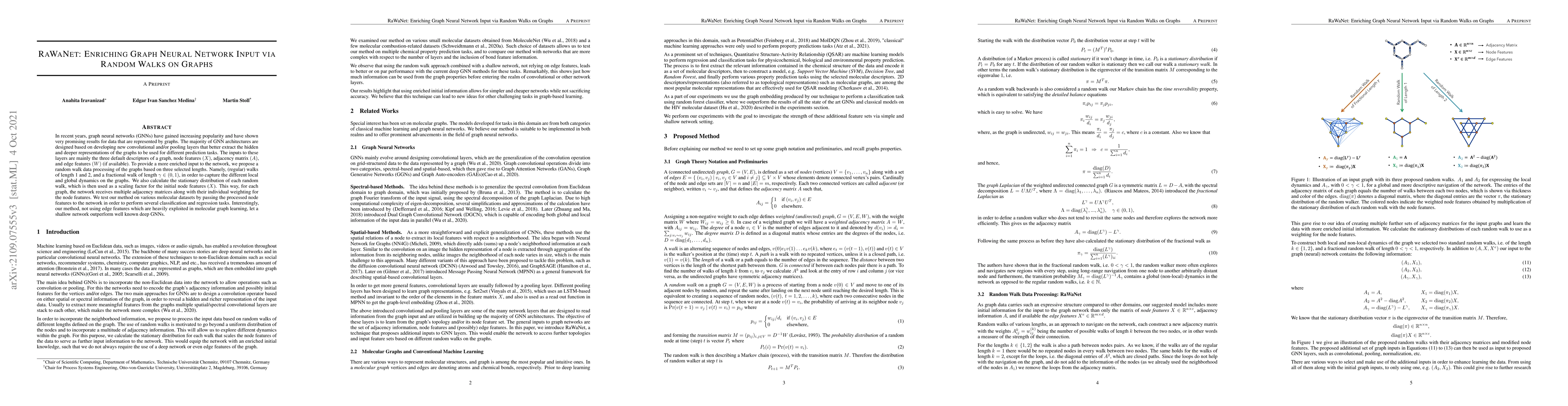 Thumbnail for RaWaNet: Enriching Graph Neural Network Input via Random Walks on Graphs