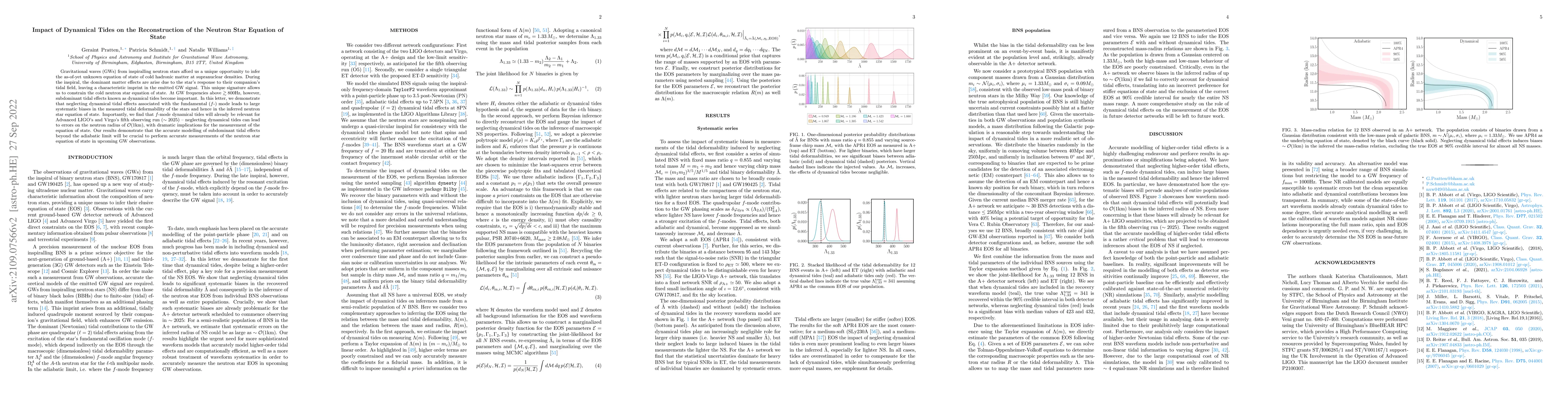 Thumbnail for Impact of Dynamical Tides on the Reconstruction of the Neutron Star
  Equation of State