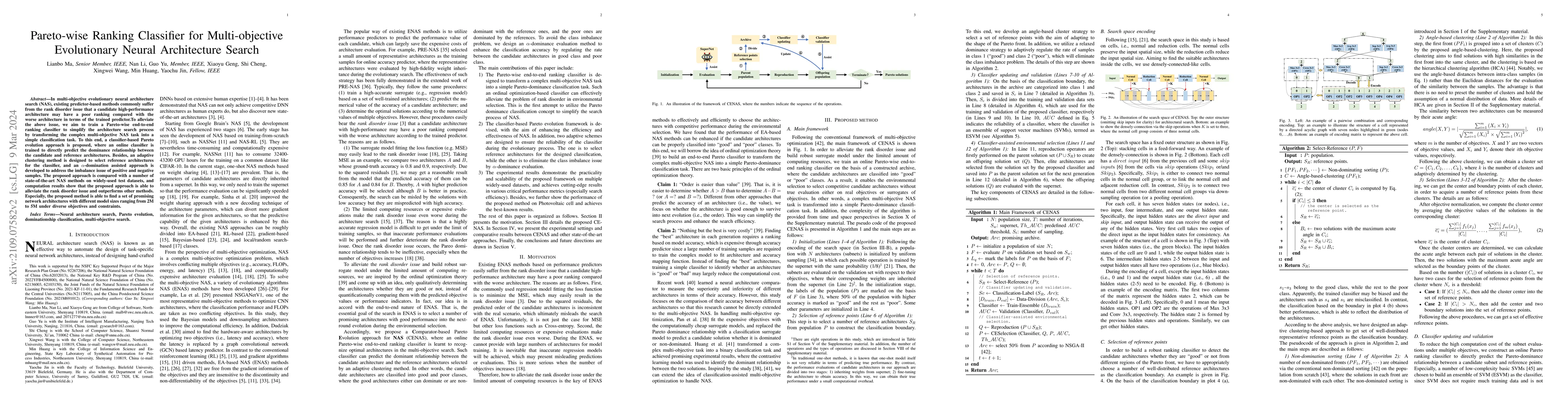 Thumbnail for Pareto-wise Ranking Classifier for Multi-objective Evolutionary Neural
  Architecture Search
