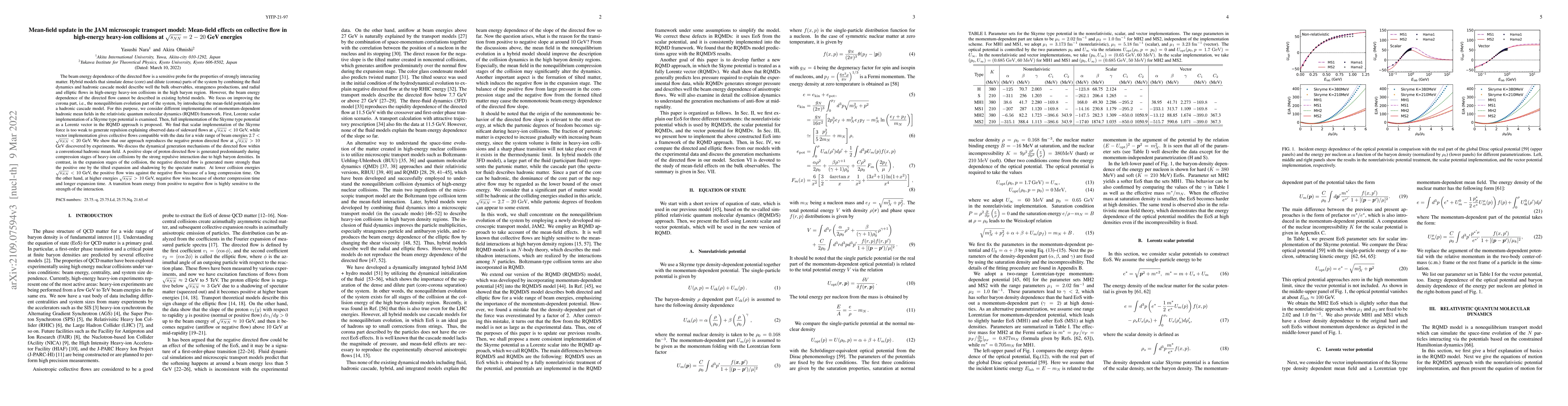 Thumbnail for Mean-field update in the JAM microscopic model: Mean-field effects on
  collective flow in high-energy heavy-ion collisions at $\sqrt{s_{NN}}=2-20$
  GeV energies