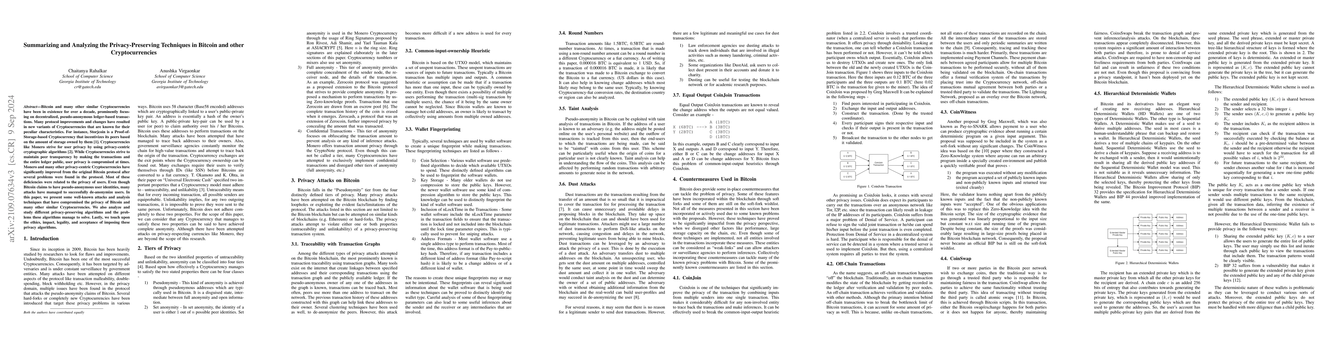 Thumbnail for Summarizing and Analyzing the Privacy-Preserving Techniques in Bitcoin
  and other Cryptocurrencies