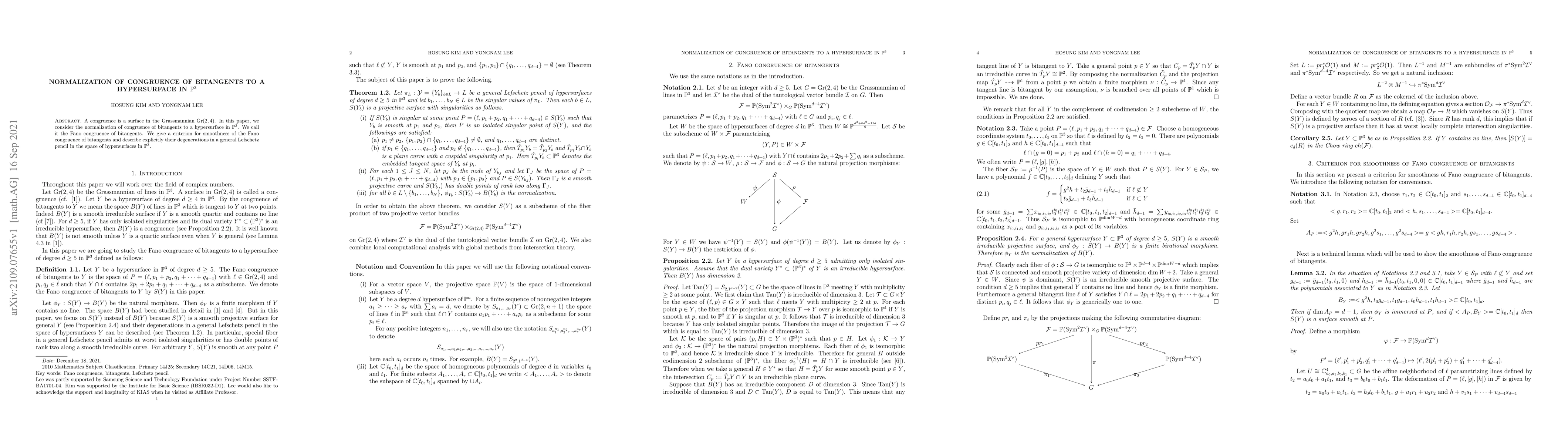 Thumbnail for Normalization of congruence of bitangents to a hypersurface in $\mathbb
  P^3$