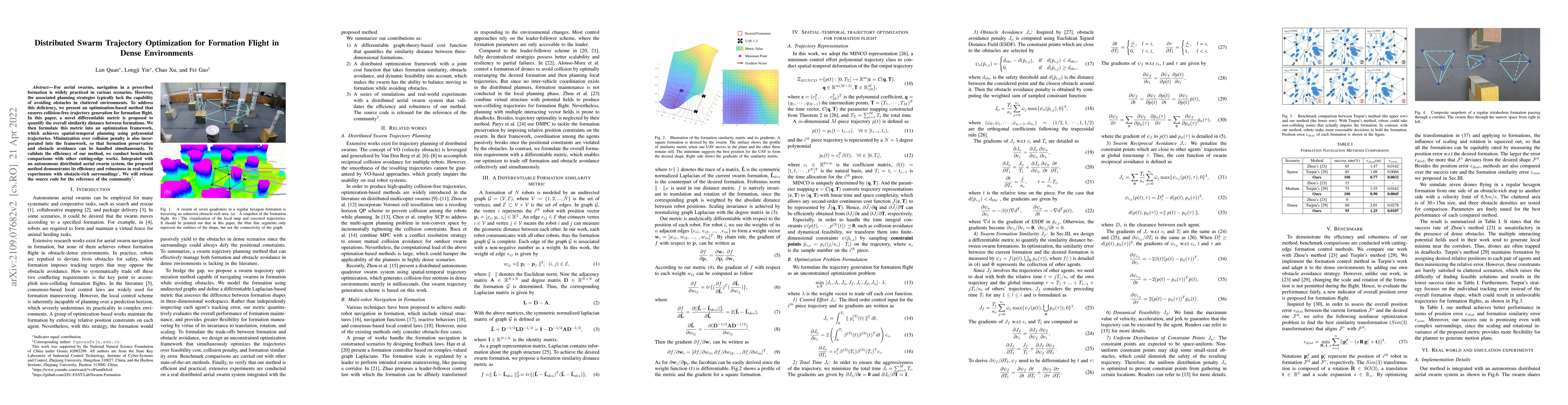 Thumbnail for Distributed Swarm Trajectory Optimization for Formation Flight in Dense
  Environments