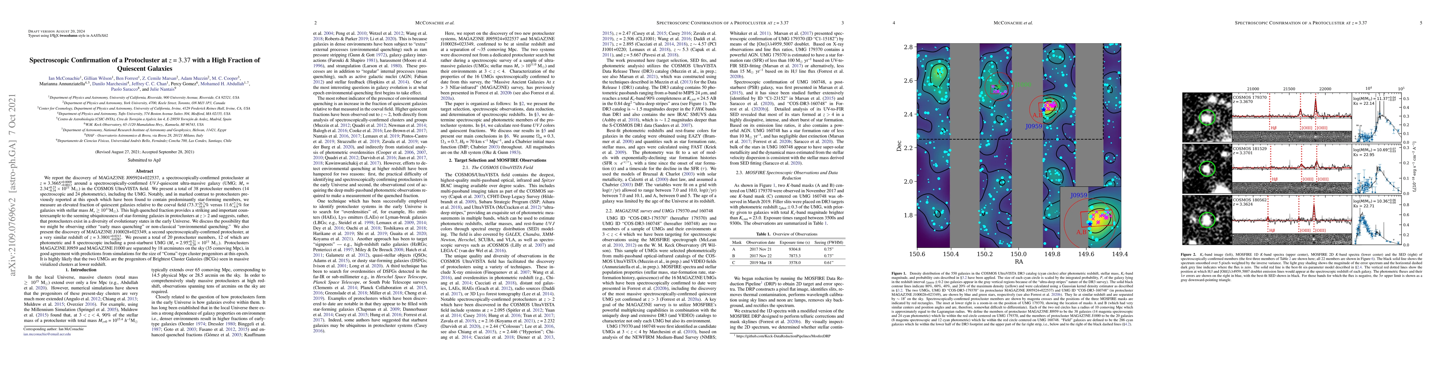 Thumbnail for Spectroscopic Confirmation of a Protocluster at $z=3.37$ with a High
  Fraction of Quiescent Galaxies
