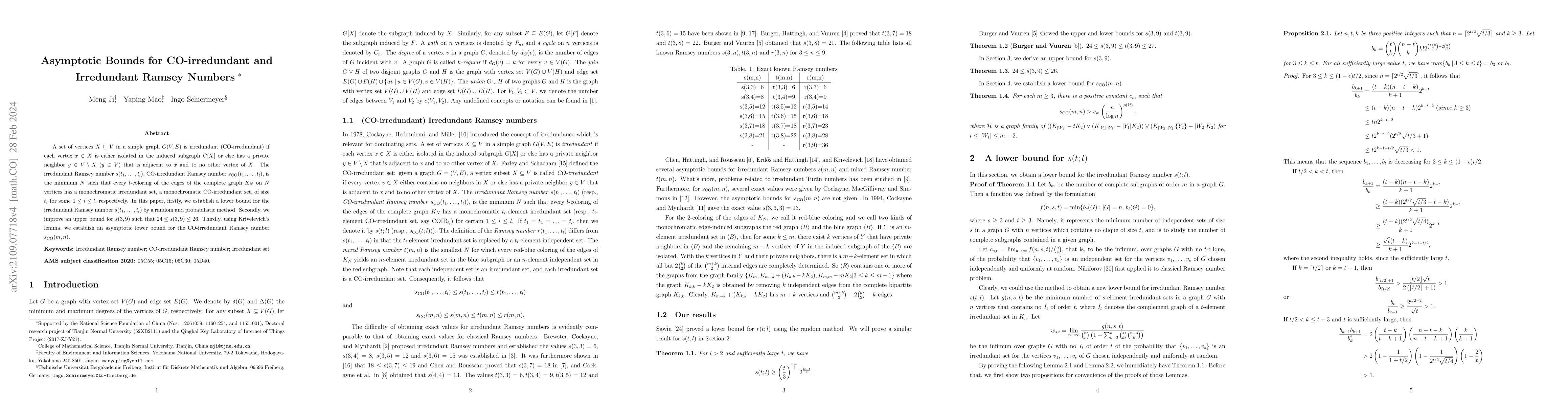 Thumbnail for Asymptotic Bounds for CO-irredundant and Irredundant Ramsey Numbers