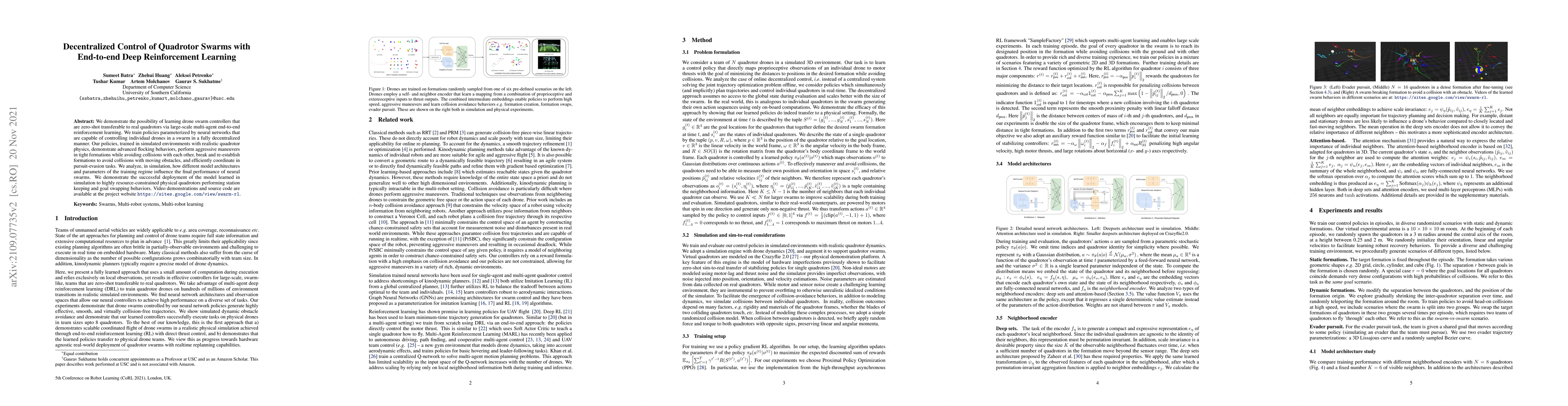Thumbnail for Decentralized Control of Quadrotor Swarms with End-to-end Deep
  Reinforcement Learning