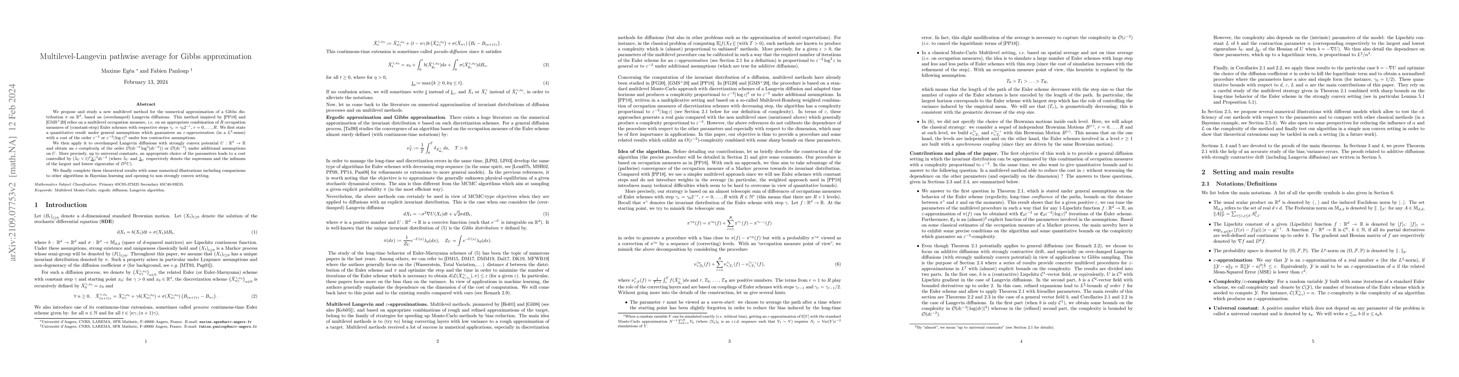 Thumbnail for Multilevel-Langevin pathwise average for Gibbs approximation