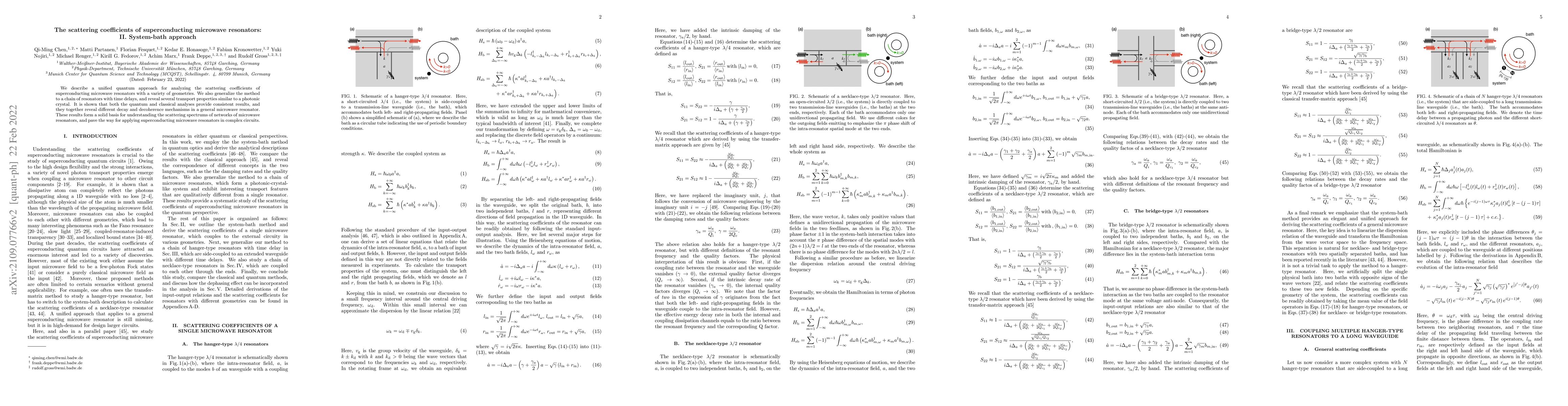 Thumbnail for The scattering coefficients of superconducting microwave resonators: II.
  System-bath approach