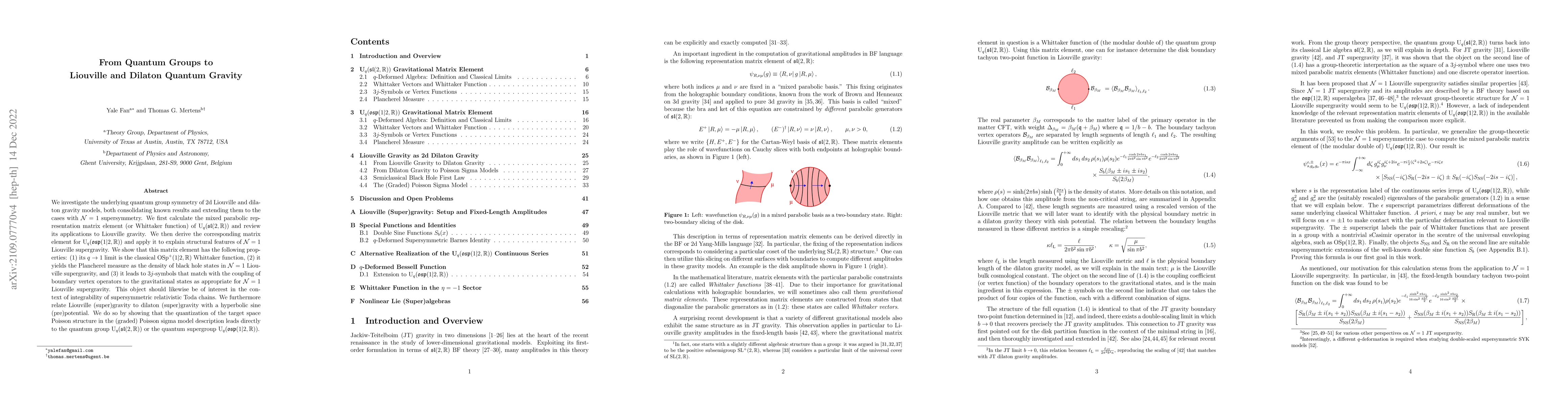 Thumbnail for From Quantum Groups to Liouville and Dilaton Quantum Gravity