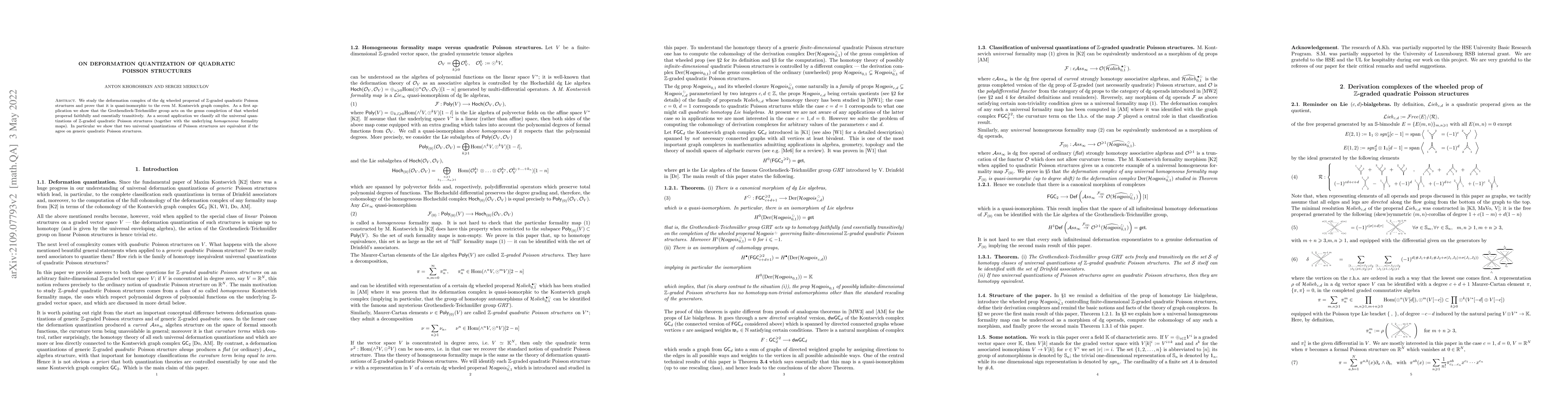 Thumbnail for On deformation quantization of quadratic Poisson structures