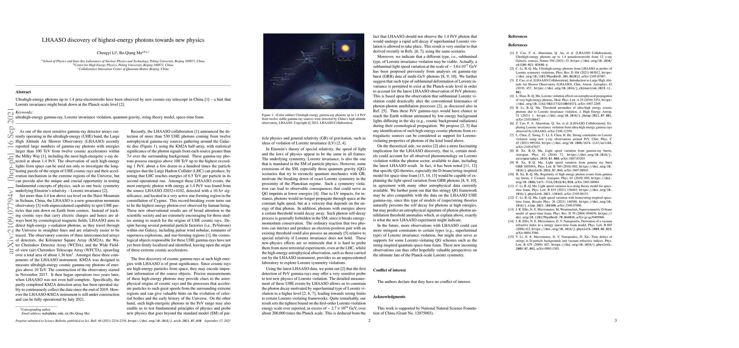 Thumbnail for LHAASO discovery of highest-energy photons towards new physics