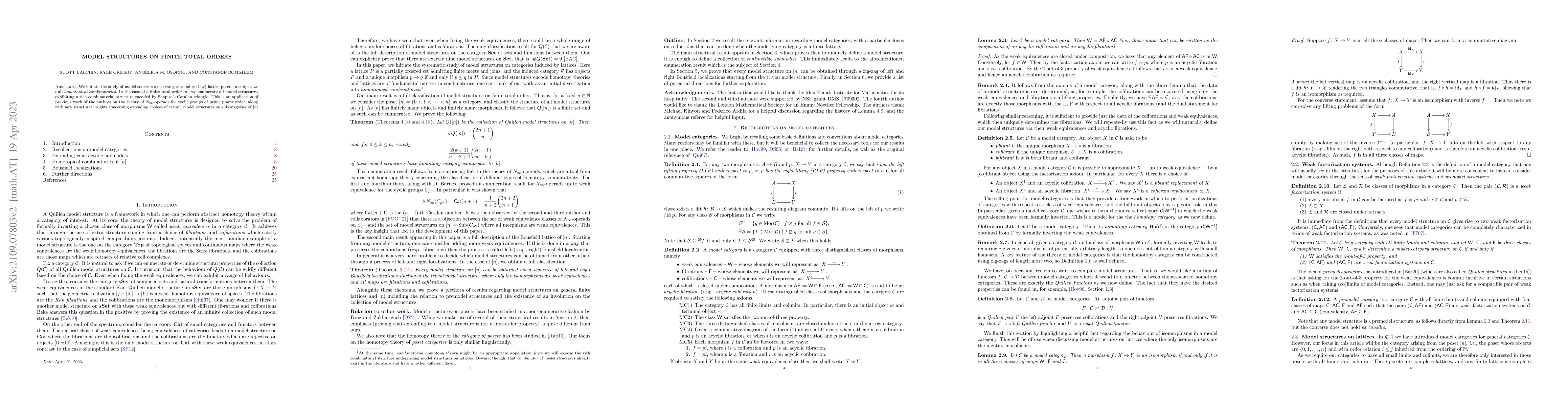 Thumbnail for Model structures on finite total orders
